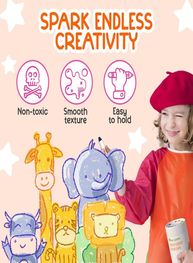 TinyGeeks 12 Twistable Crayons - Non Toxic, Washable Crayons for Toddlers, Kids Ages 3-8 - Easy To Hold - Perfect Coloring Gift for Boys and Girls - Unleash Colorful Fun - Image 3